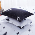 christmas trees and deers xmas monochrome black white aesthetic bedding set duvet cover bedsheet set roomtery