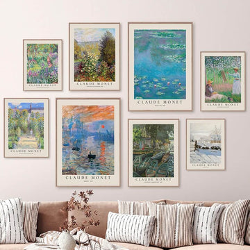 claude monet impressionist prints gallery wall art aesthetic posters roomtery