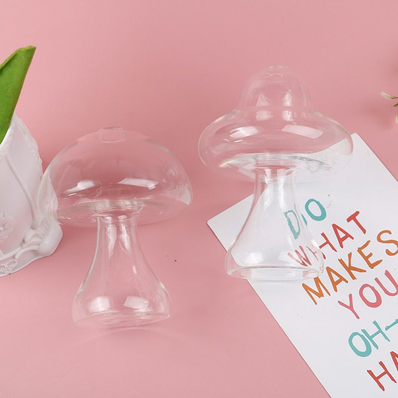 clear glass mushroom shaped vase aesthetic room decor roomtery