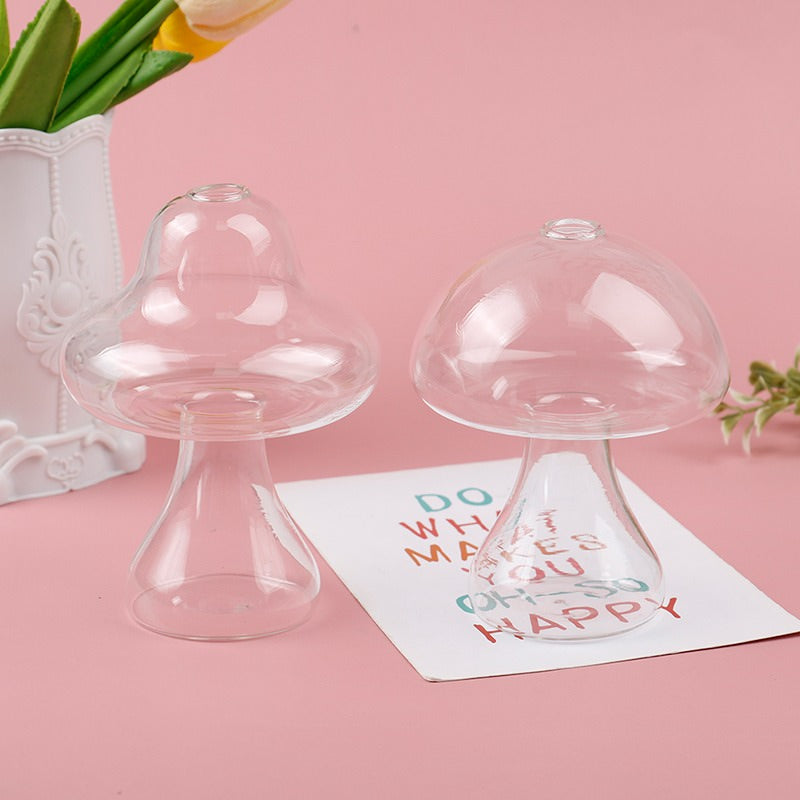 clear glass mushroom shaped vase aesthetic room decor roomtery