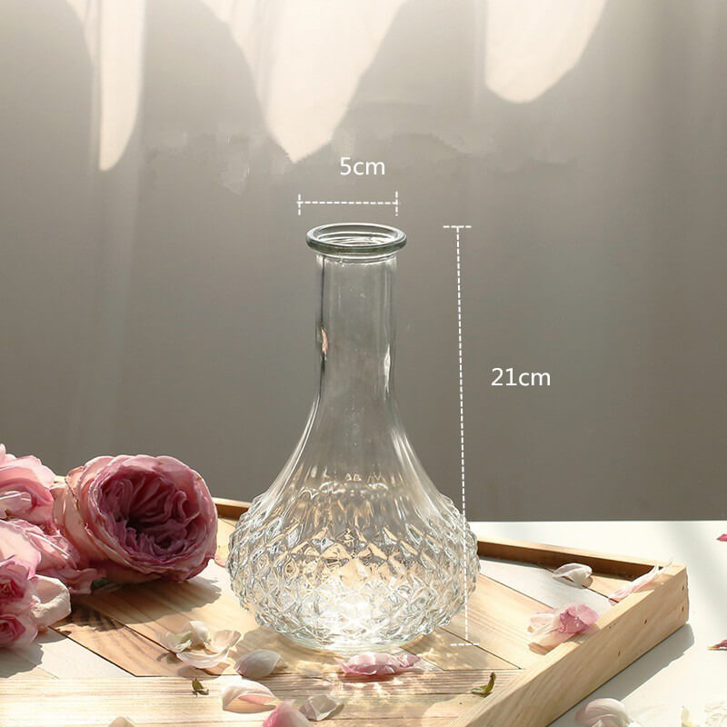 vintage styled bottle shaped glass vase in cottagecore aesthetic decor roomtery