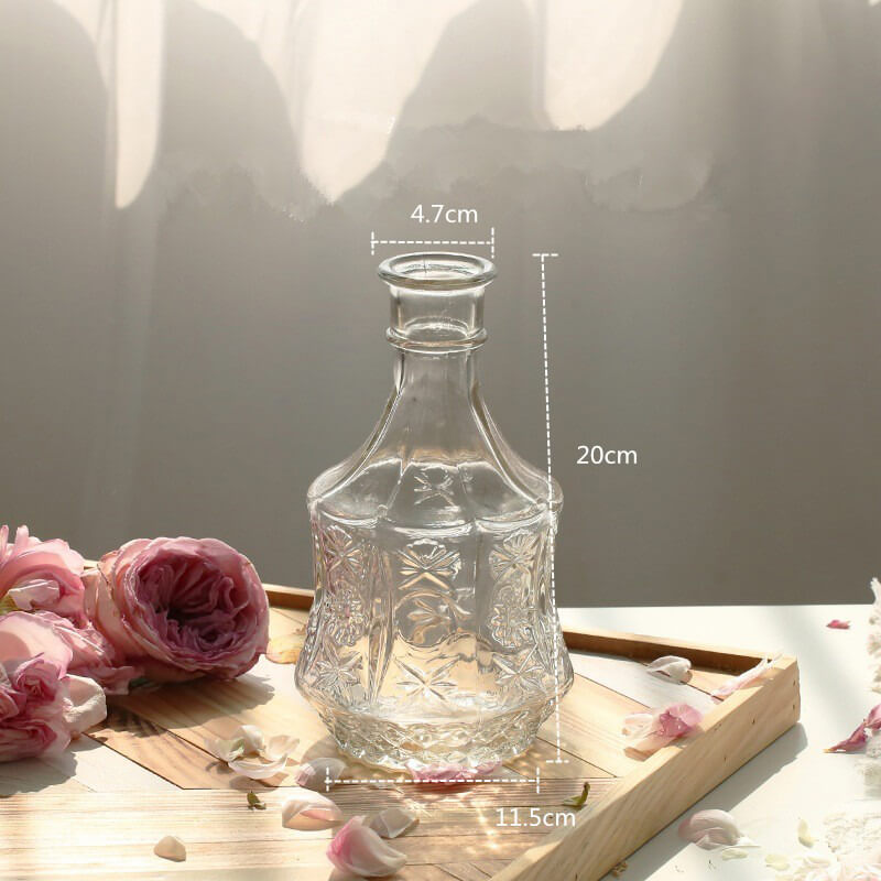 vintage styled bottle shaped glass vase in cottagecore aesthetic decor roomtery