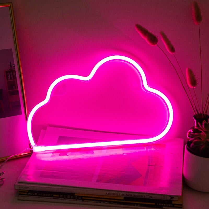 neon wall led sign cloud shape soft aesthetic room pink roomtery