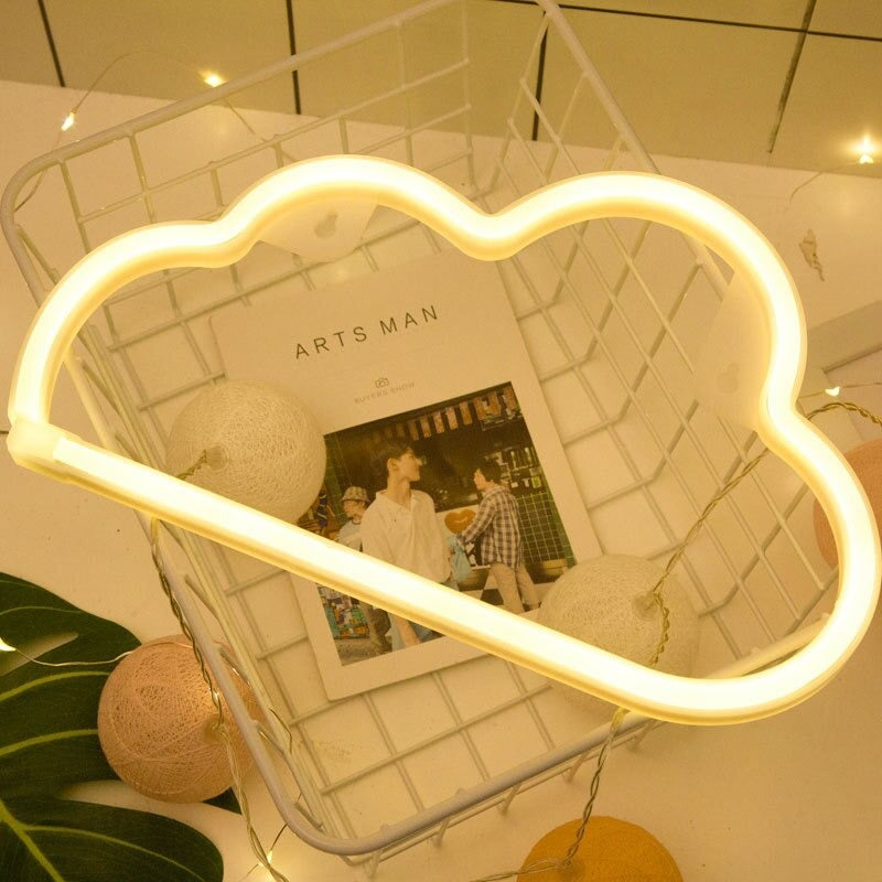 neon wall led sign cloud shape soft aesthetic room yellow roomtery