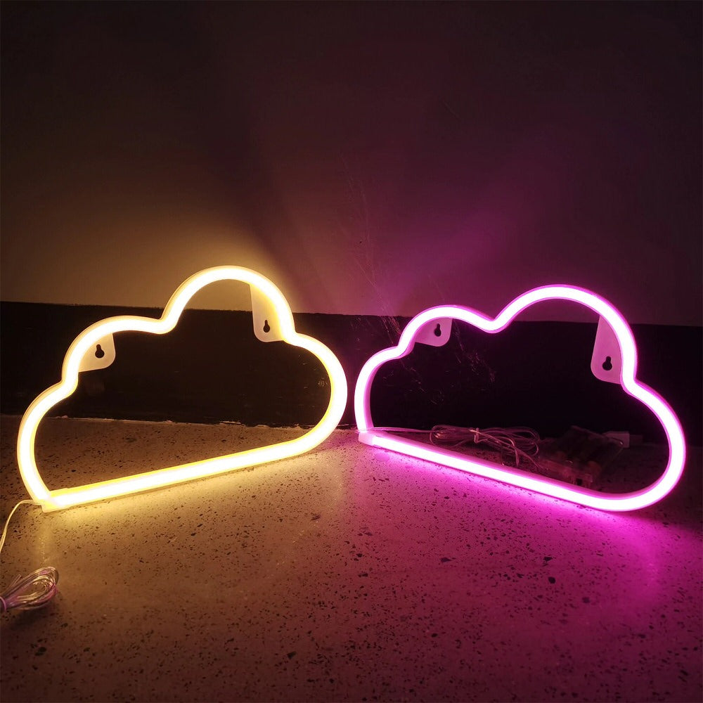 neon wall led sign cloud shape soft aesthetic room yellow and pink roomtery