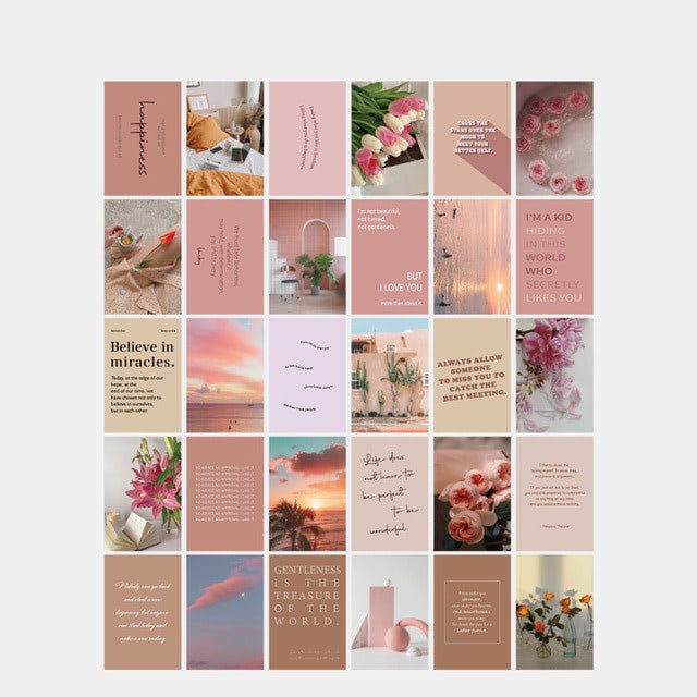 pastel color shades and quotes wall collage art prints cards roomtery