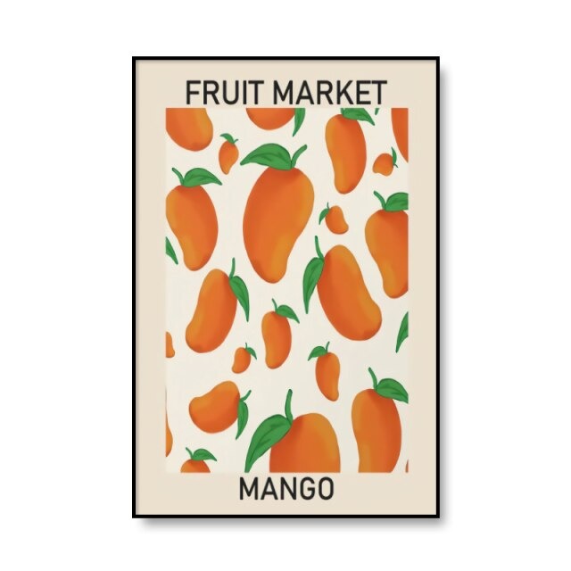 colorful fruits print market canvas posters wall art aesthetic decor roomtery