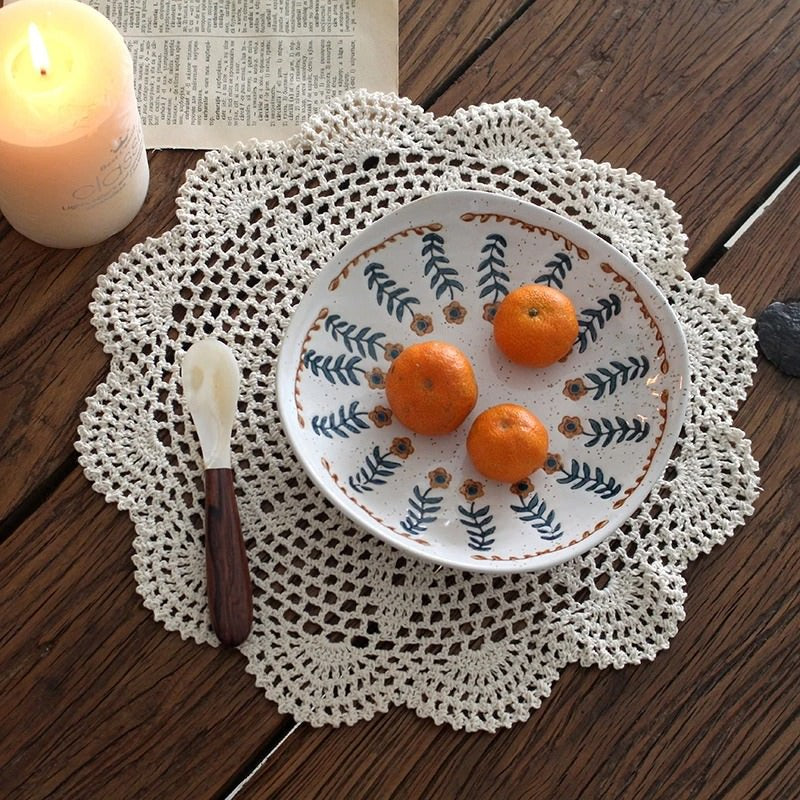 vintage crochet coquette aesthetic placemat desk decor roomtery