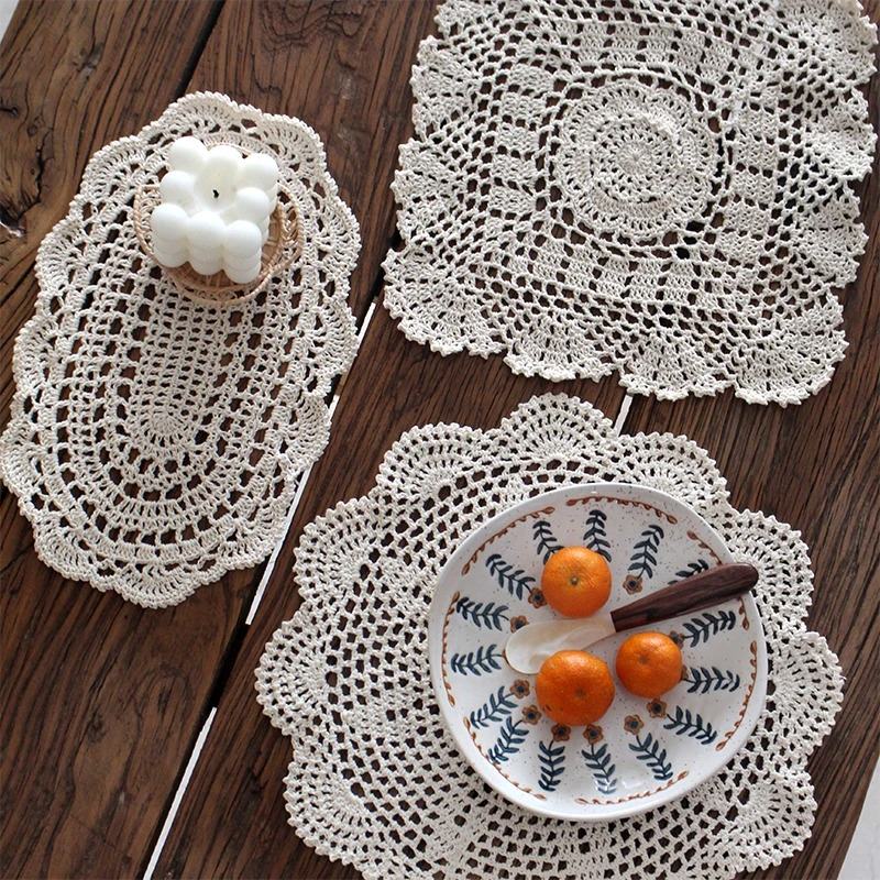 vintage crochet coquette aesthetic placemat desk decor roomtery