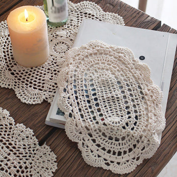 vintage crochet coquette aesthetic placemat desk decor roomtery