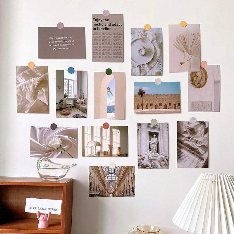minimalist coquette aesthetic wall collage cards set roomtery