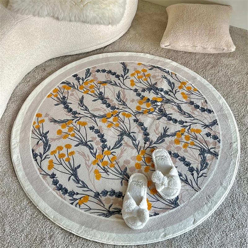 Semicircle Bedroom Carpet Rectangle Flower Bedside Soft Mats Long Carpet Carpets Non-slip Floor Mat Dust Proof Area Rugs Bedroom aesthetic rug roomtery