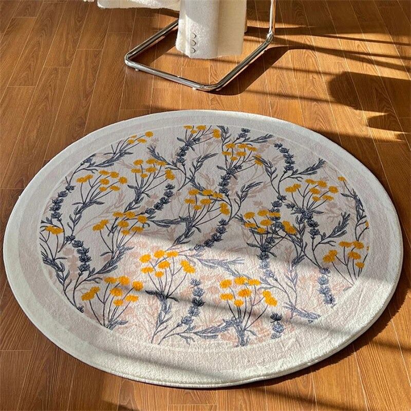 Semicircle Bedroom Carpet Rectangle Flower Bedside Soft Mats Long Carpet Carpets Non-slip Floor Mat Dust Proof Area Rugs Bedroom aesthetic rug roomtery