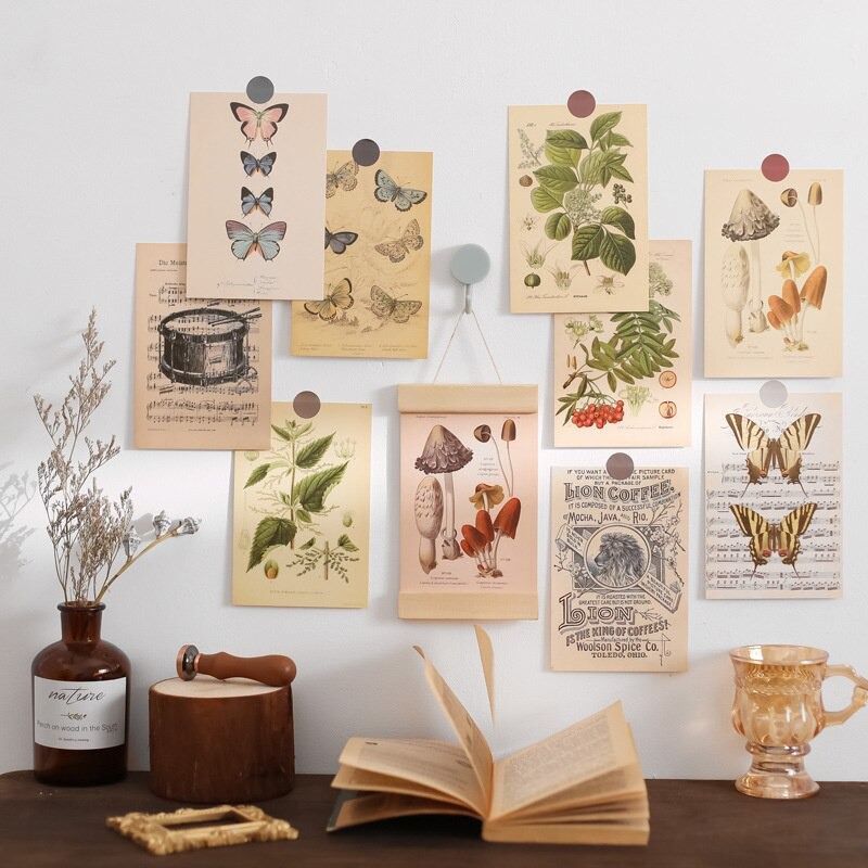 vintage cottagecore aesthetic botanical postcard set wall decor roomtery