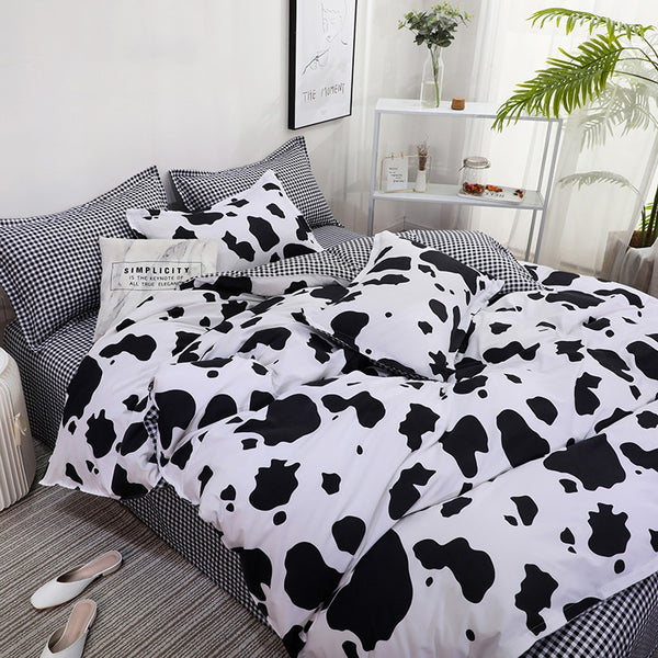 Cow Print Bedding Set Indie Aesthetic Bedding roomtery