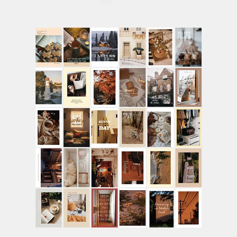 autumn style prints wall collage poster cards art set roomtery