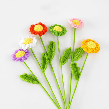 crochet daisy flower knitted bouquet aesthetic decor roomtery