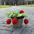 crochet hand knitted  potted strawberry bush flower aesthetic decor roomtery