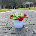 crochet hand knitted  potted strawberry bush flower aesthetic decor roomtery