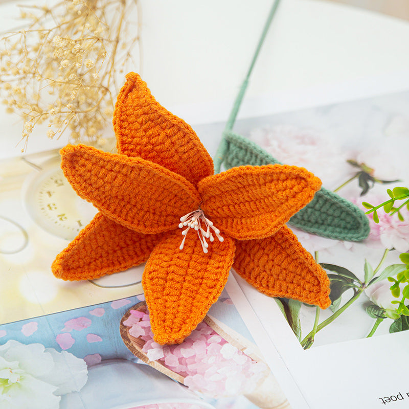 crochet lily flower artificial bouquet aesthetic decor roomtery