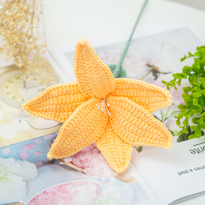 crochet lily flower artificial bouquet aesthetic decor roomtery
