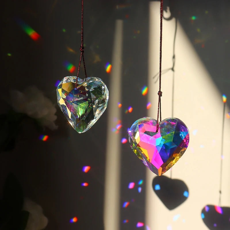 heart shaped glass crystal sun catcher roomtery