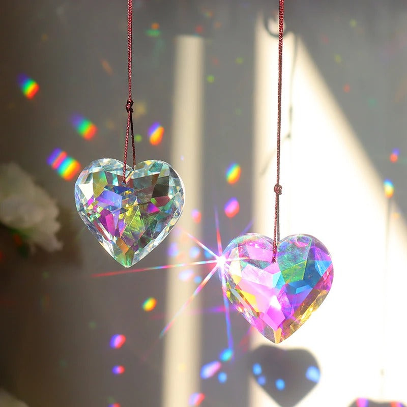 heart shaped glass crystal sun catcher roomtery
