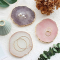 stone slice cut jewelry display plate jewellery tray coaster aesthetic desk ring organizer roomtery