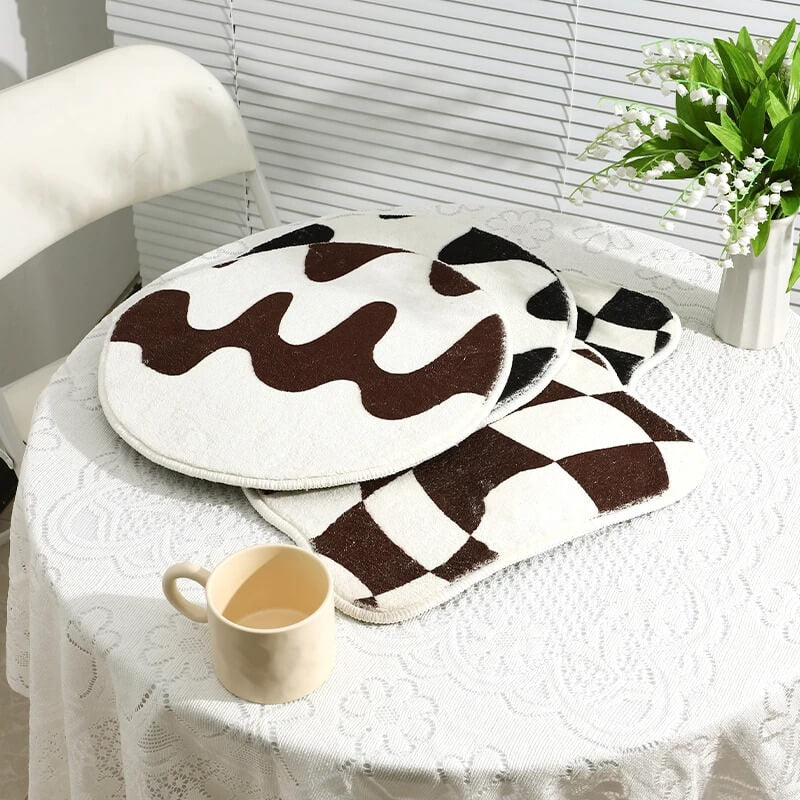 cute tufted soft curvy checkered mini rug seat cushion roomtery