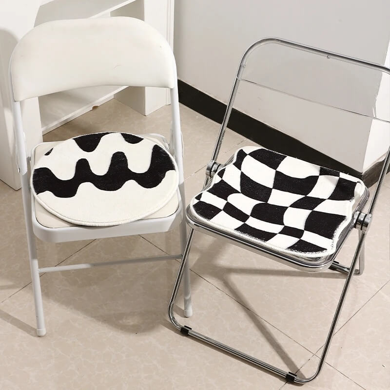 cute tufted soft curvy checkered mini rug seat cushion roomtery