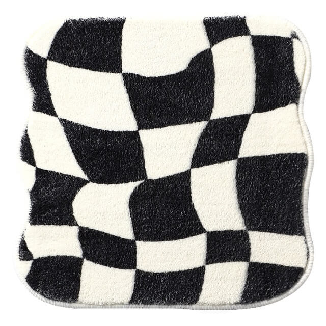 cute tufted soft curvy checkered mini rug seat cushion roomtery