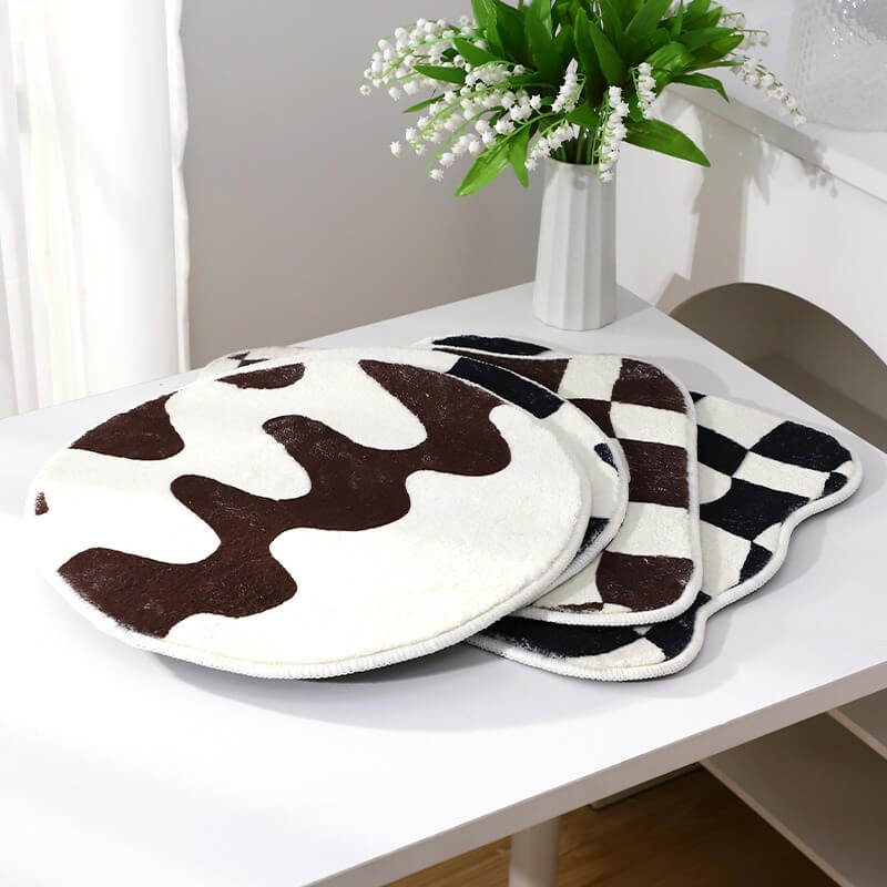 cute tufted soft curvy checkered mini rug seat cushion roomtery