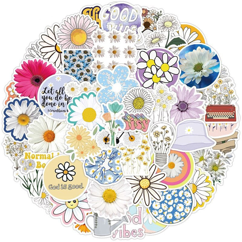 cute daisy flower chamomile flower sticker pack aesthetic stickers roomtery