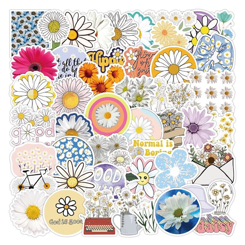 cute daisy flower chamomile flower sticker pack aesthetic stickers roomtery
