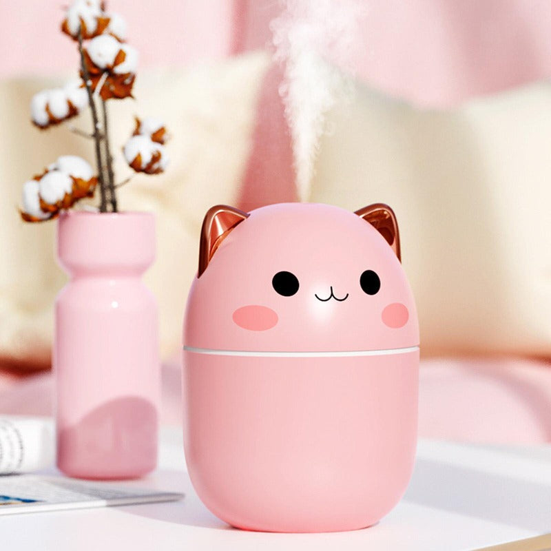 200Ml Air Humidifier Cute Aroma Diffuser With Night Light Cold Mist For Bedroom Car Plants Purifier Humidifier Room kawaii cat mini desktop decor roomtery