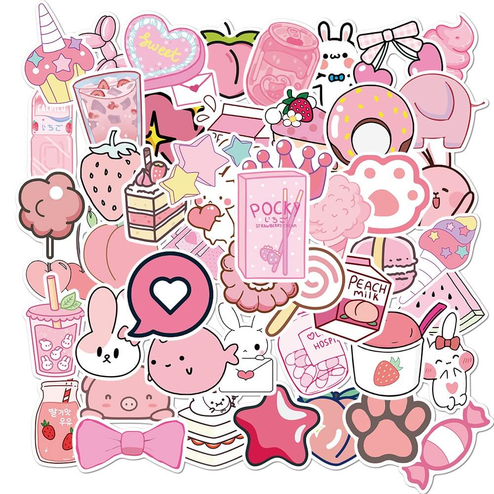 cute pastel pink kawaii aesthetic stickers roomtery