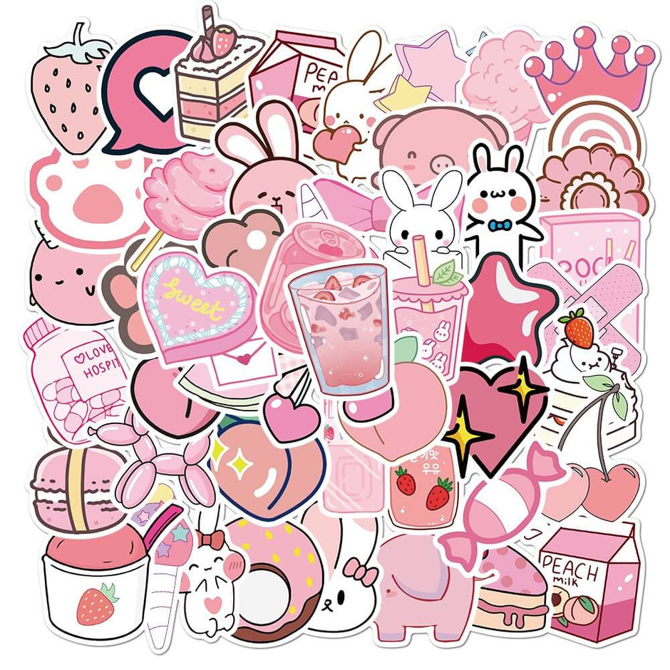 Cute Pastel Pink Sticker Pack - Shop Online on roomtery