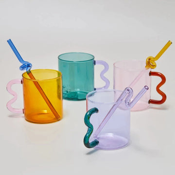 Wavy Handle Coloured Glass Mug | HOMELIVY