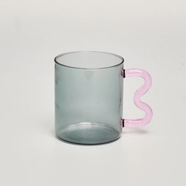 danish pastel aesthetic wavy pastel glass cup wavy handle mug roomtery