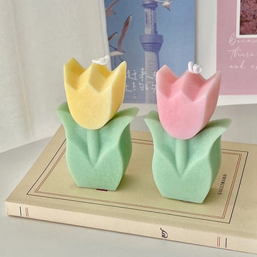pastel flower tulip shaped candle room scents accents room aroma candle roomtery