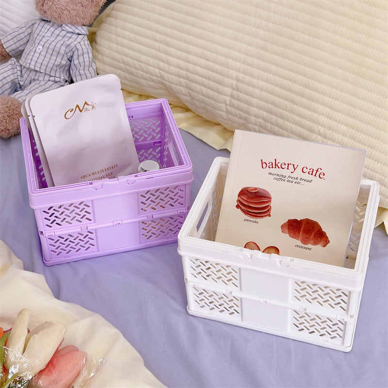 kawaii aesthetic desktop storage box folding basket roomtery