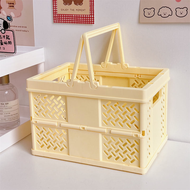 kawaii aesthetic desktop storage box folding basket roomtery