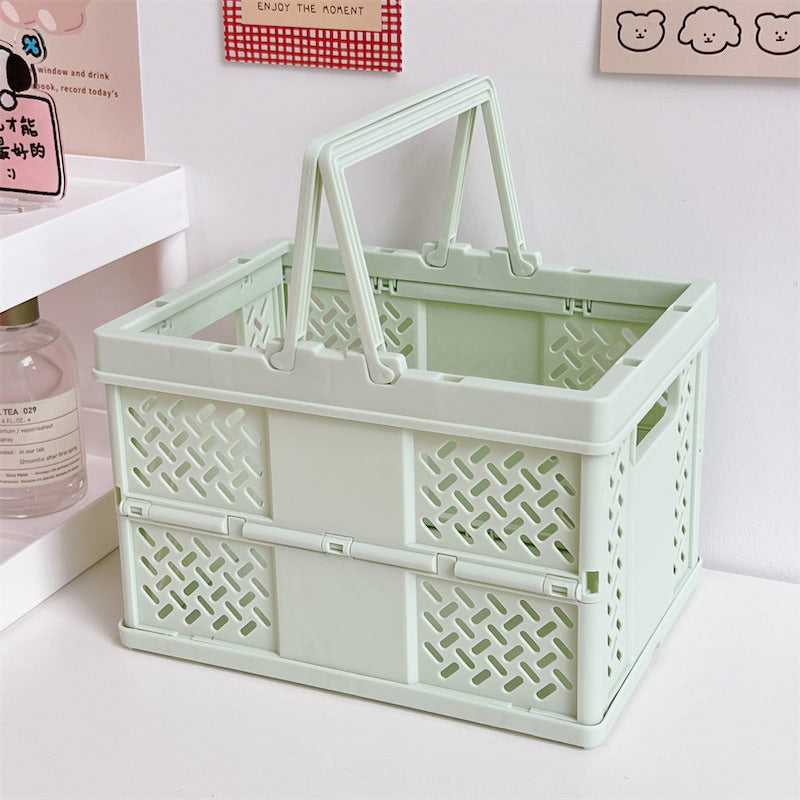 kawaii aesthetic desktop storage box folding basket roomtery