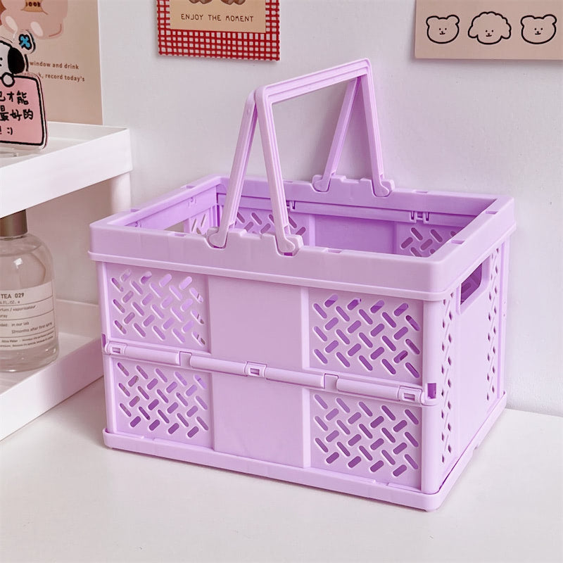 kawaii aesthetic desktop storage box folding basket roomtery