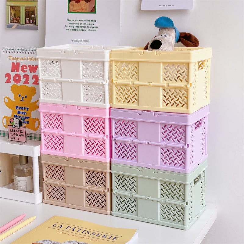 kawaii aesthetic desktop storage box folding basket roomtery
