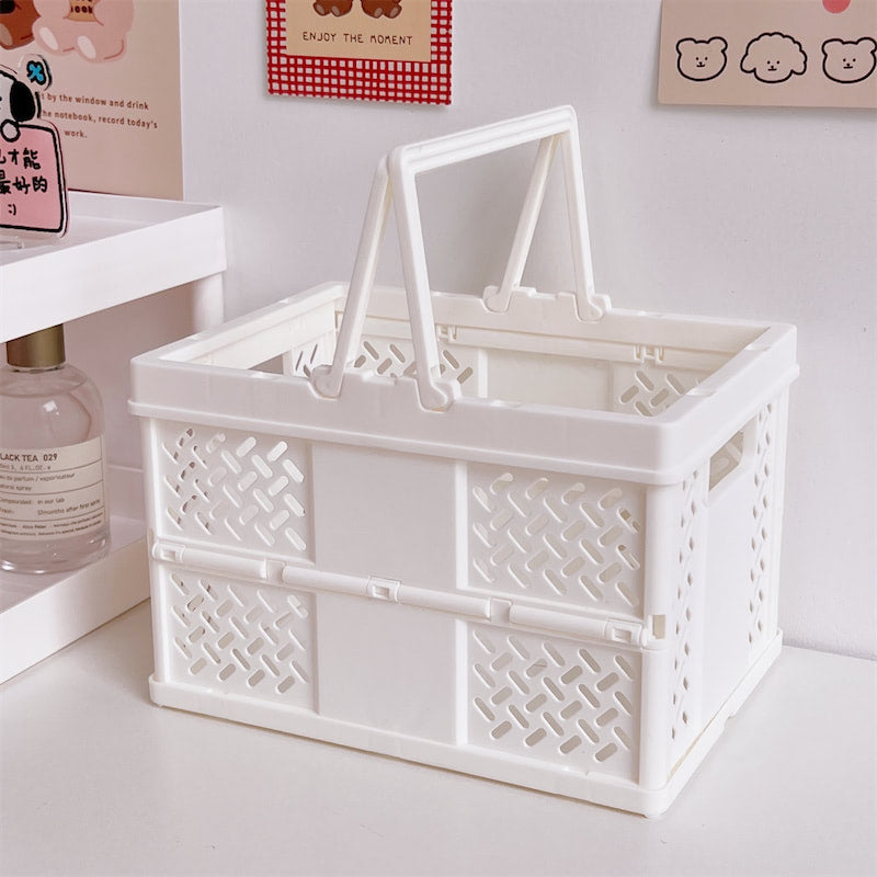 kawaii aesthetic desktop storage box folding basket roomtery