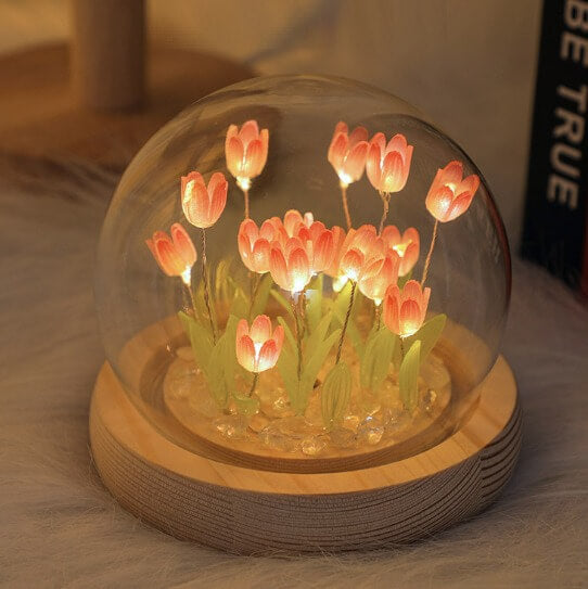 diy handmade gift mini led tulips globe night light roomtery