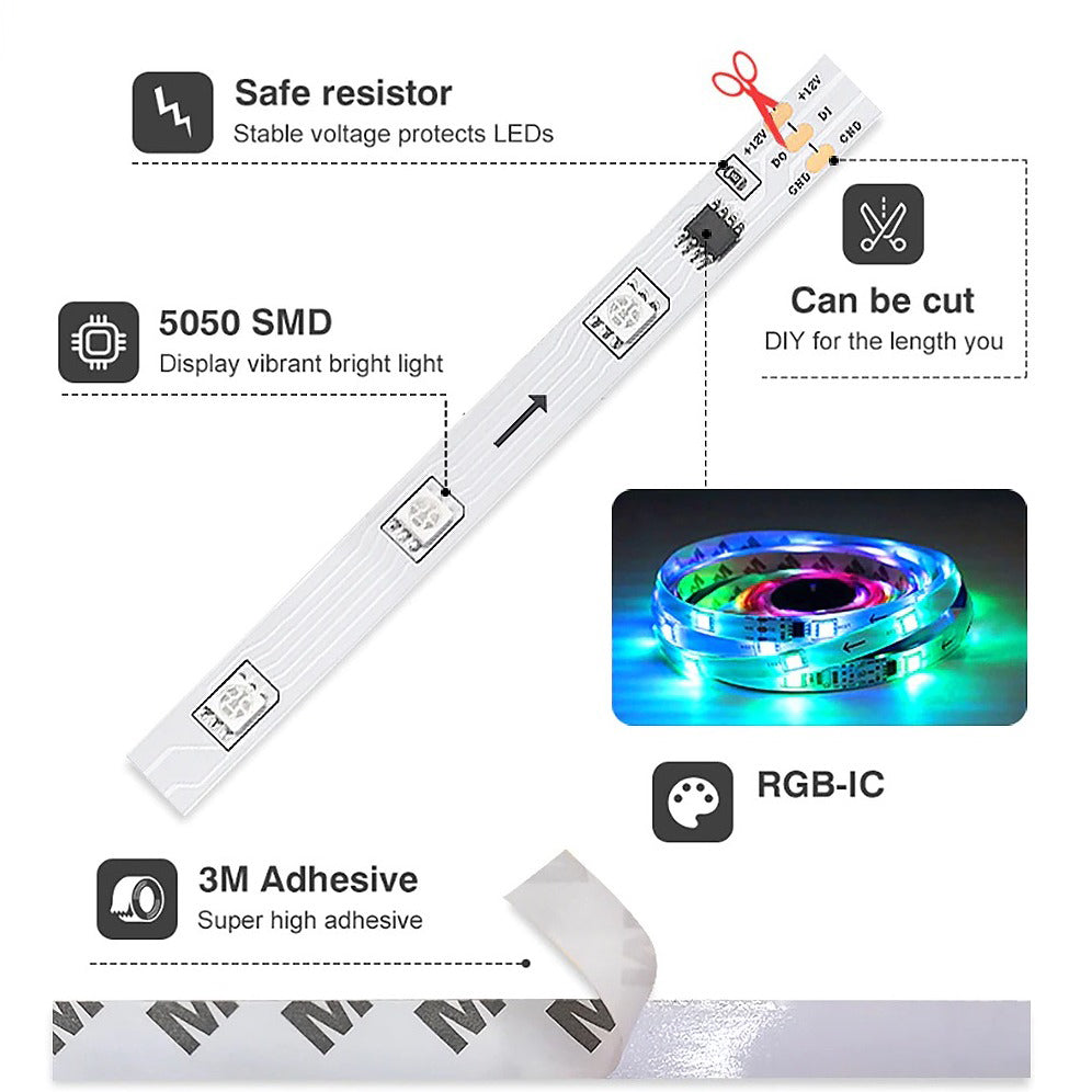 dream lights led rgb strip tape multicolor ws2811 app controlled