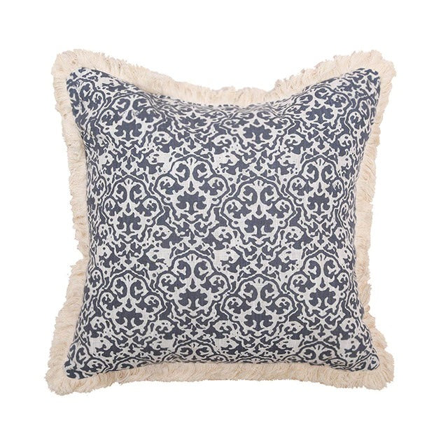 ethnic floral motifs print fringed cushion cover aesthetic room decor roomtery