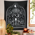 black and white outline witchy print wall hanging aesthetic tapestry roomtery